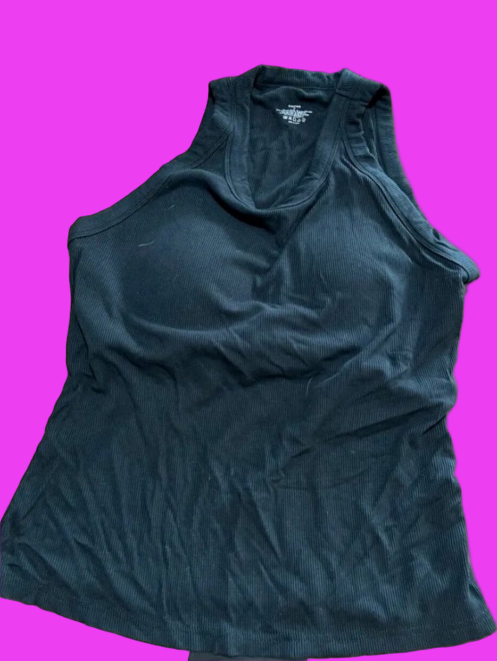 CHICME Black Ribbed Tank Top With Built-in Bra